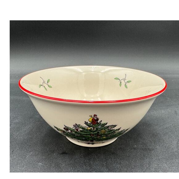 Vintage Spode Christmas Tree Nut Bowl Red Trim 5.5 Inch - Picture 1 of 9